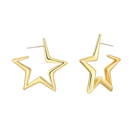 European And American Geometric Exaggerated Brass Earrings Five-pointed Star - 07BM
