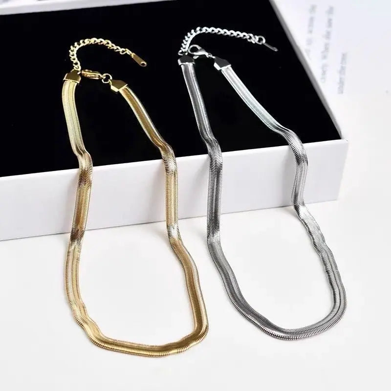 European And American Ins Fashionable Retro Simple High-grade Titanium Steel Necklace - 07BM