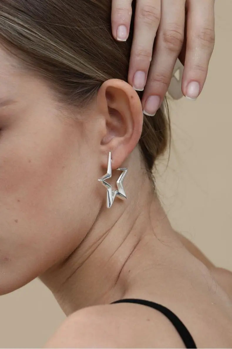 European And American Geometric Exaggerated Brass Earrings Five-pointed Star - 07BM