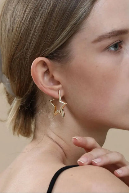 European And American Geometric Exaggerated Brass Earrings Five-pointed Star - 07BM