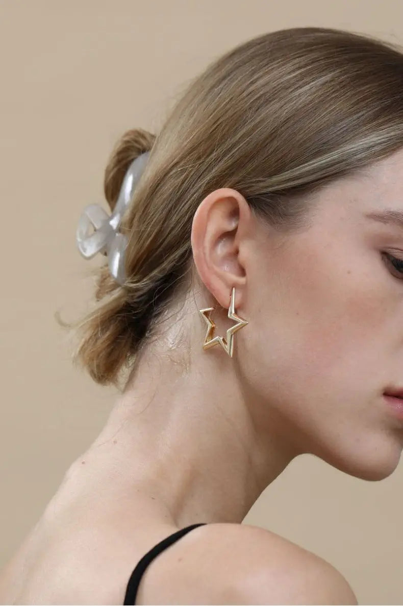 European And American Geometric Exaggerated Brass Earrings Five-pointed Star - 07BM