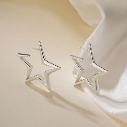 European And American Geometric Exaggerated Brass Earrings Five-pointed Star - 07BM