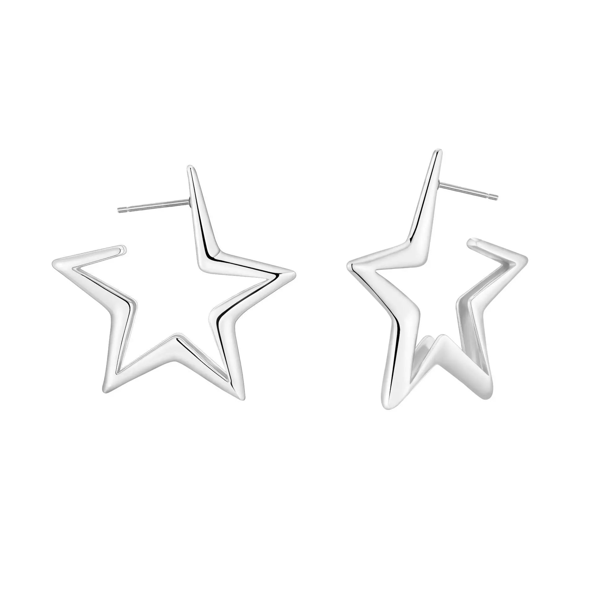 European And American Geometric Exaggerated Brass Earrings Five-pointed Star - 07BM