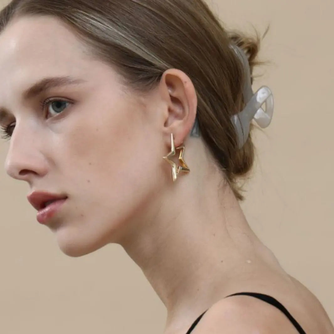 European And American Geometric Exaggerated Brass Earrings Five-pointed Star - 07BM