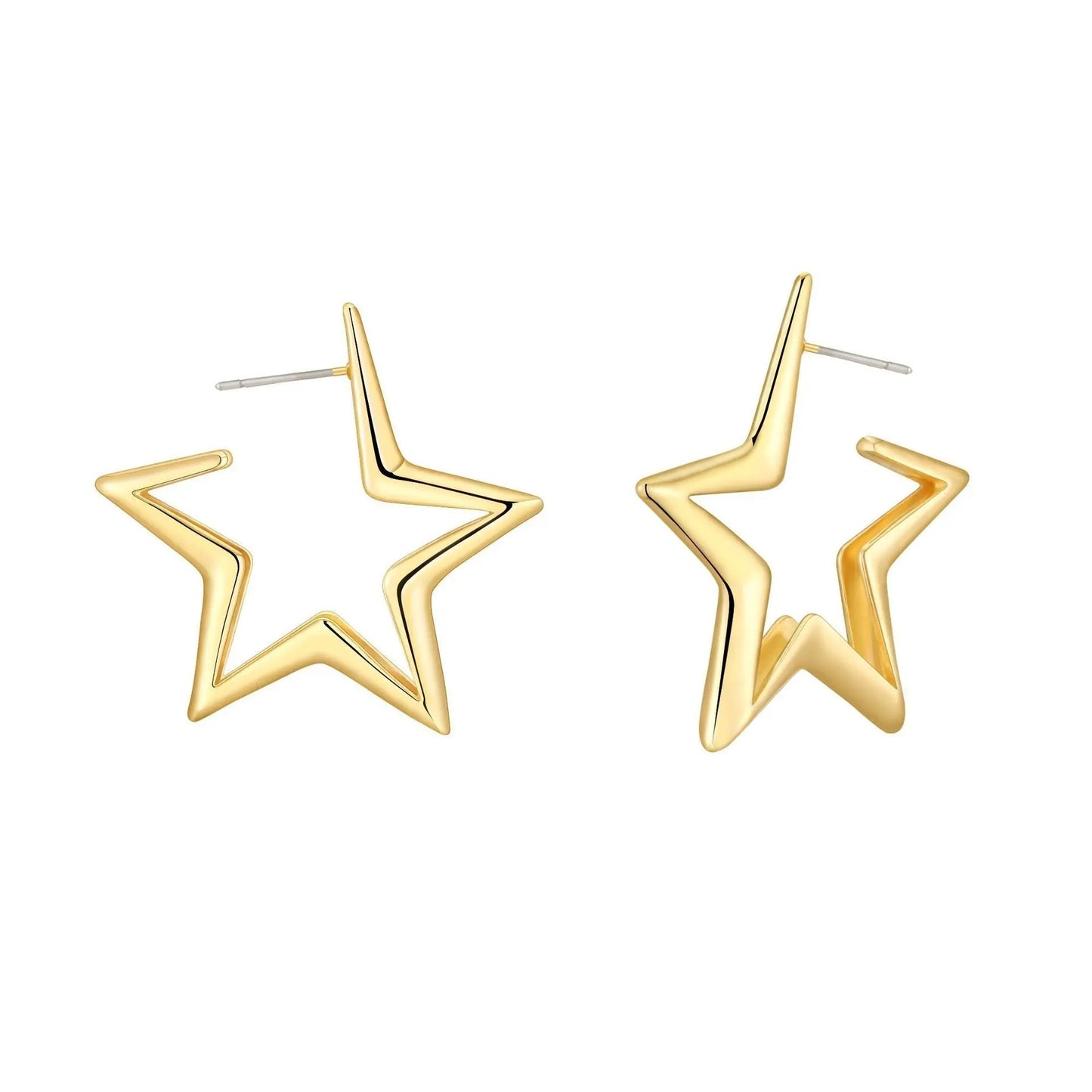 European And American Geometric Exaggerated Brass Earrings Five-pointed Star - 07BM