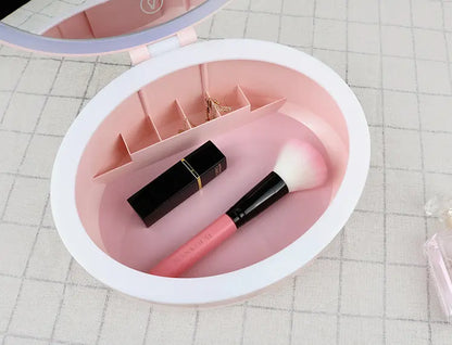 LED Makeup Mirror Desktop Girls Dormitory With Light Storage Box - 07BM