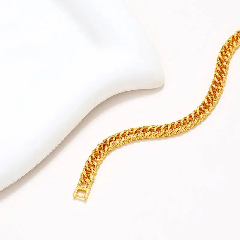 Gold-plated Copper Bracelet Men's Lady Couple Jewelry Alloy Curb Necklace - 07BM