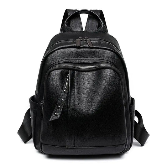 Women's Backpack PU Soft Leather Fashion Simple Waterproof Large Capacity Travel Bag - 07BM