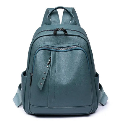 Women's Backpack PU Soft Leather Fashion Simple Waterproof Large Capacity Travel Bag - 07BM