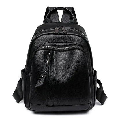 Women's Backpack PU Soft Leather Fashion Simple Waterproof Large Capacity Travel Bag - 07BM